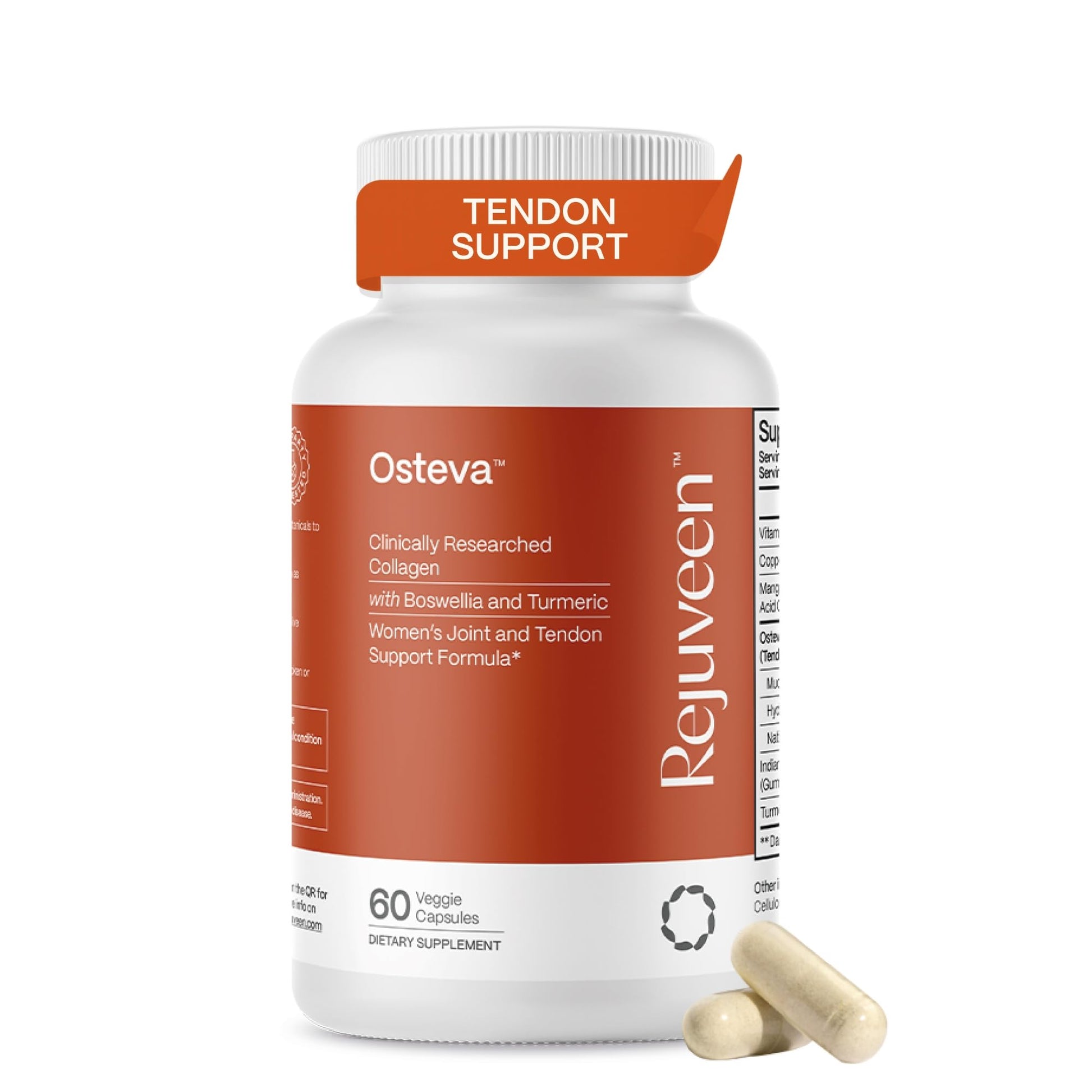 Rejuveen Osteva Joint Support Supplement for Women | High Potency Collagen, Turmeric, Boswellia | for Flexible Cartilage & Tendons, Resilient Knees & Hip, Improved Mobility | Non-GMO, 60 Ct - dailyvitalstore