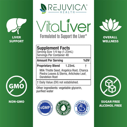 Rejuvica Health VitaLiver | Liver Cleanse & Detox Drops | Milk Thistle, Artichoke, Chanca Piedra & Dandelion Extract | Fatty Liver Support Repair - dailyvitalstore