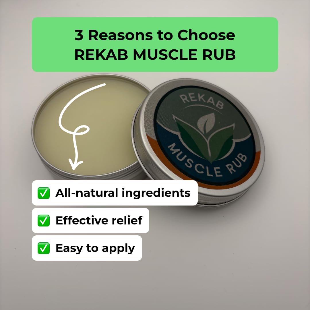 REKAB MUSCLE RUB, Neuropathy Cream, Arthritis Reliever, Knee Relief Balm for Adults, Natural Soothing Formula for Arthritis Sufferers, Joint Relief Cream, Total Relief, Joint & Muscle Therapy - dailyvitalstore