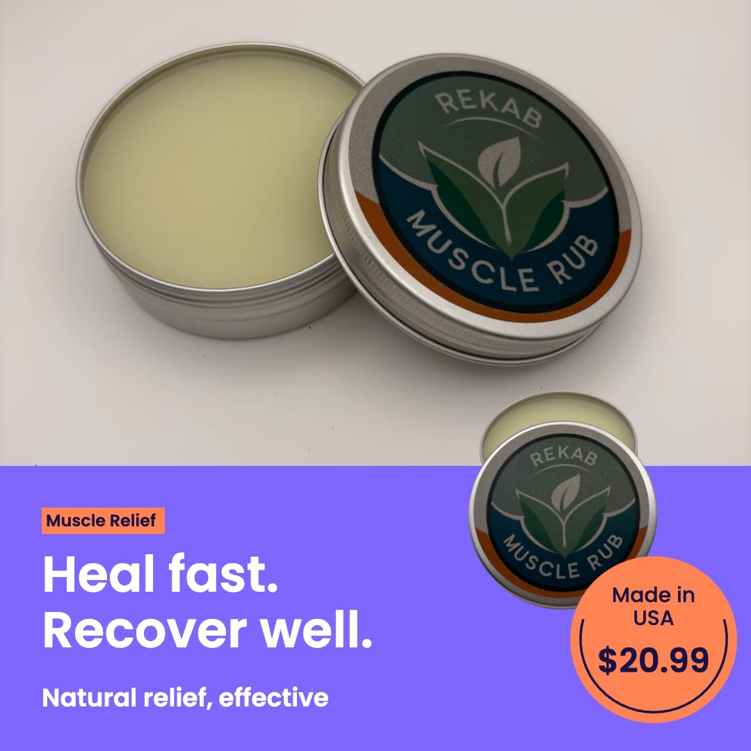 REKAB MUSCLE RUB, Neuropathy Cream, Arthritis Reliever, Knee Relief Balm for Adults, Natural Soothing Formula for Arthritis Sufferers, Joint Relief Cream, Total Relief, Joint & Muscle Therapy - dailyvitalstore