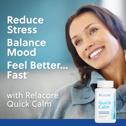 Relacore Quick Calm Mood Support Supplement with Ashwagandha, L-Theanine, Rapid Stress Relief and Relaxation – Cortisol Supplement - 60 ct - dailyvitalstore