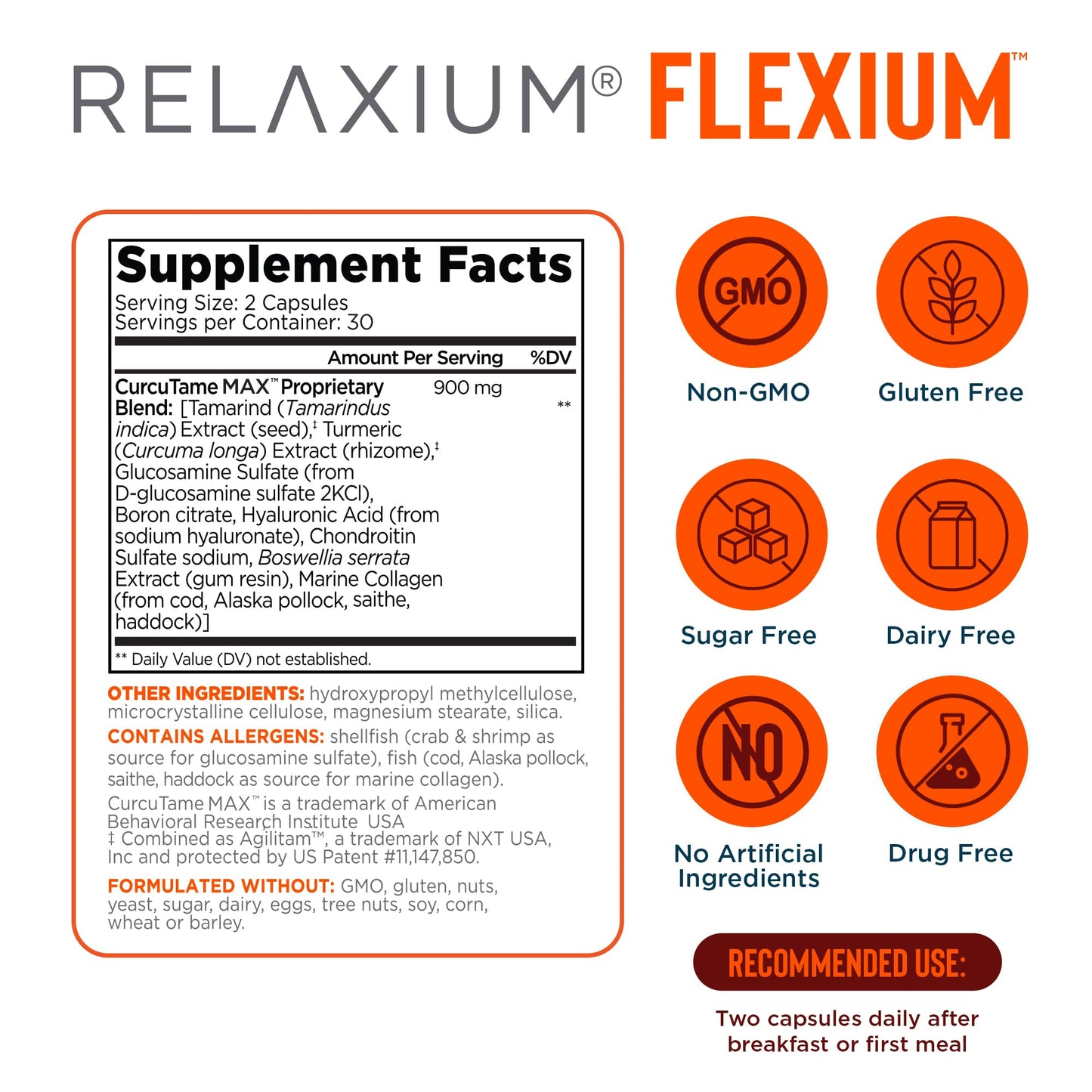 Relaxium Flexium Joint Support Supplement, Drug-Free, with CurcuTame Blend, Turmeric Supplement Formulated to Support Comfort and Mobility, 60 Capsules - dailyvitalstore