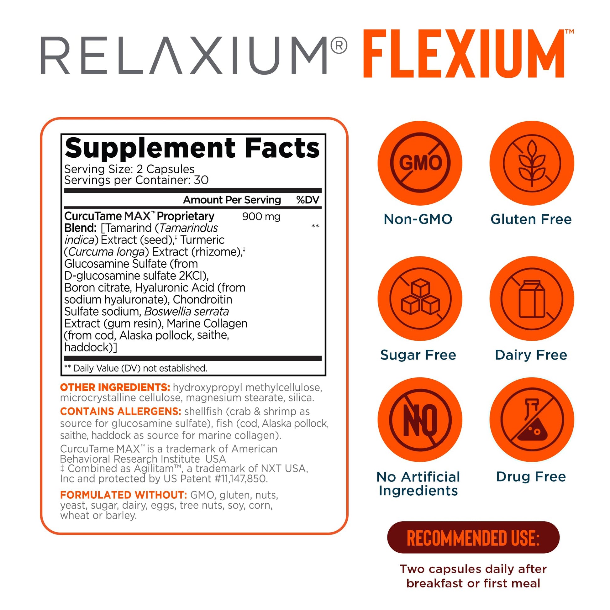Relaxium Flexium Joint Support Supplement, Drug-Free, with CurcuTame Blend, Turmeric Supplement Formulated to Support Comfort and Mobility, 60 Capsules - dailyvitalstore