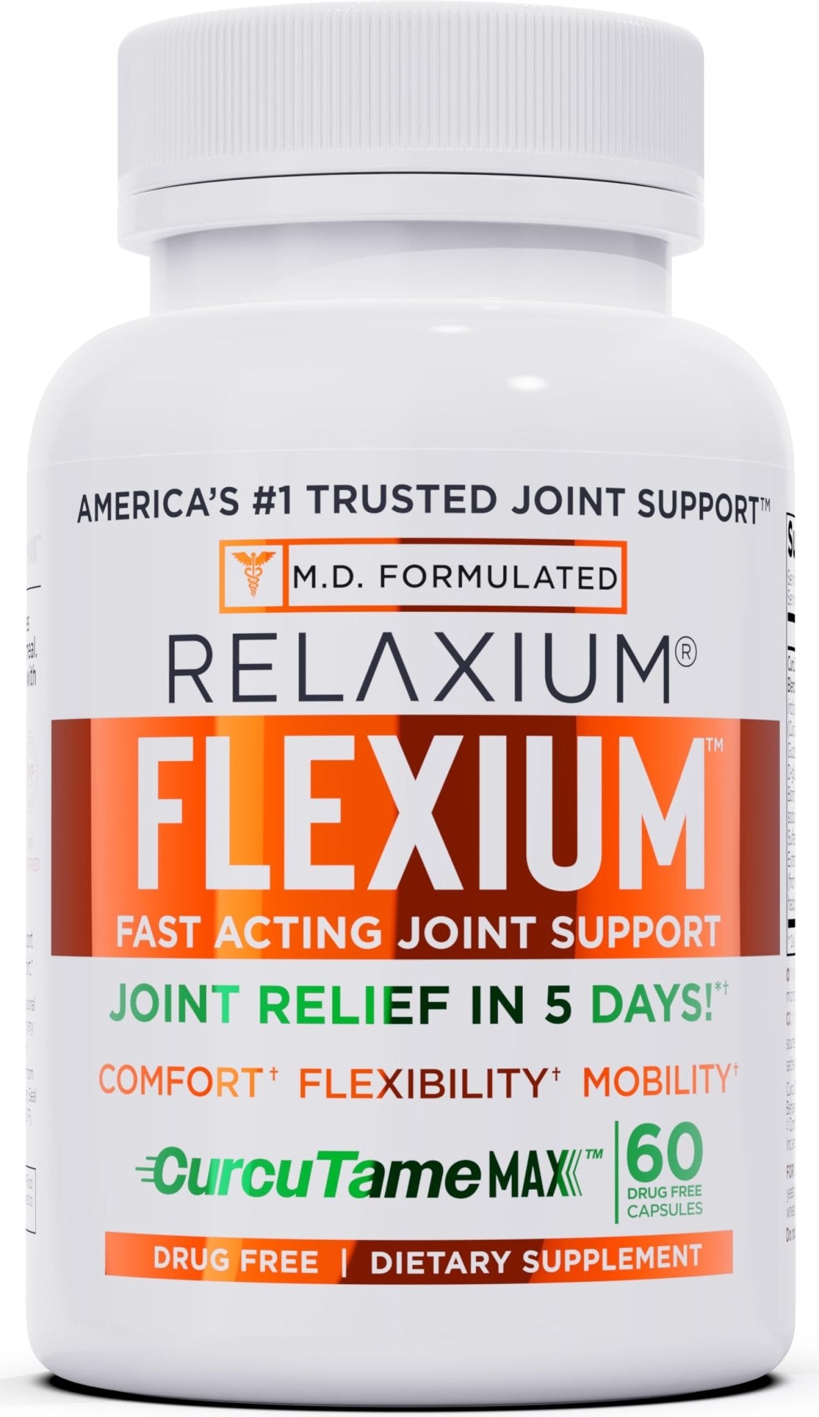 Relaxium Flexium Joint Support Supplement, Drug-Free, with CurcuTame Blend, Turmeric Supplement Formulated to Support Comfort and Mobility, 60 Capsules - dailyvitalstore