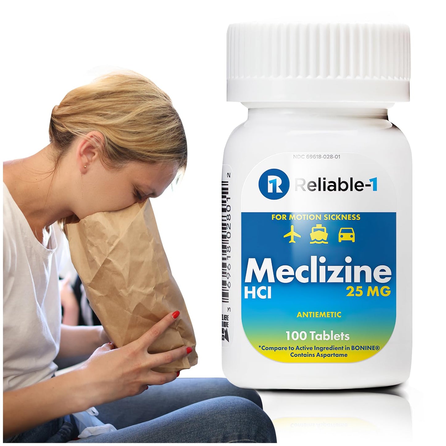 Reliable-1 Laboratories Meclizine HCL 25mg 100 Tablets (1 Bottle) - dailyvitalstore