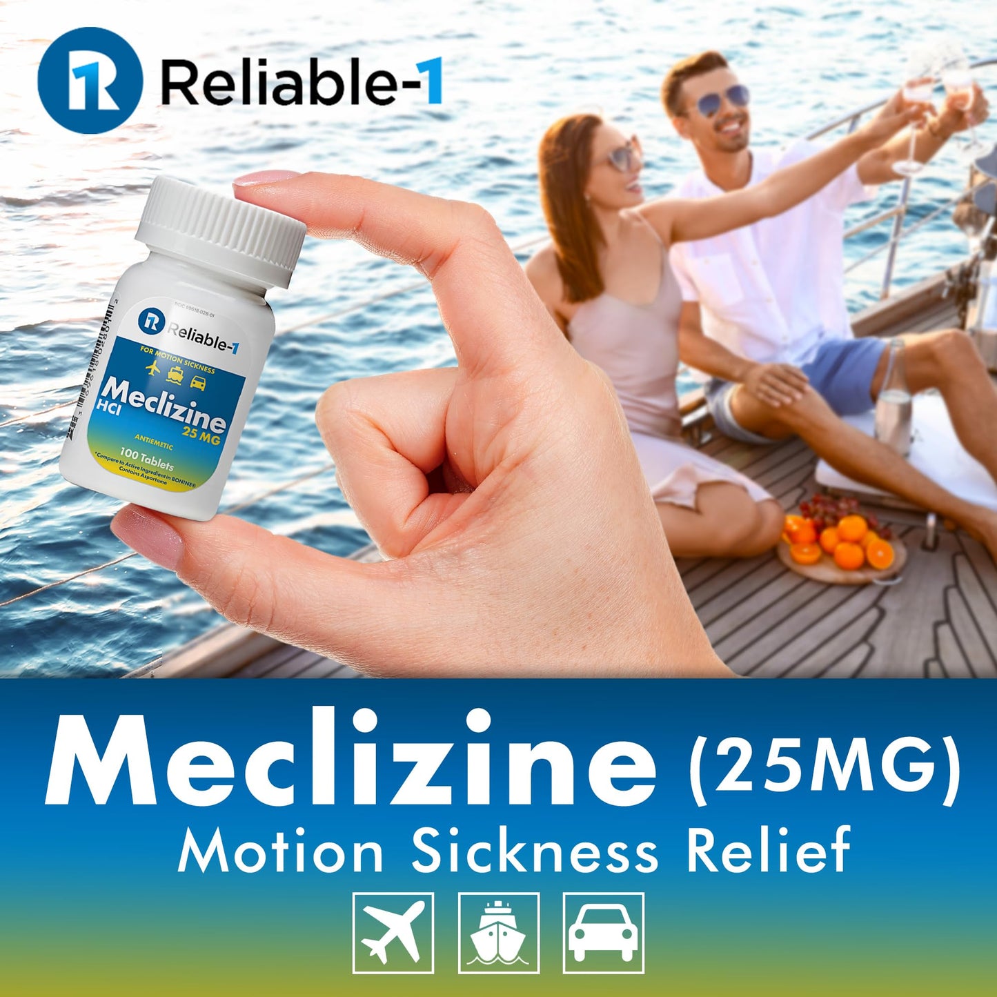 Reliable-1 Laboratories Meclizine HCL 25mg 100 Tablets (1 Bottle) - dailyvitalstore