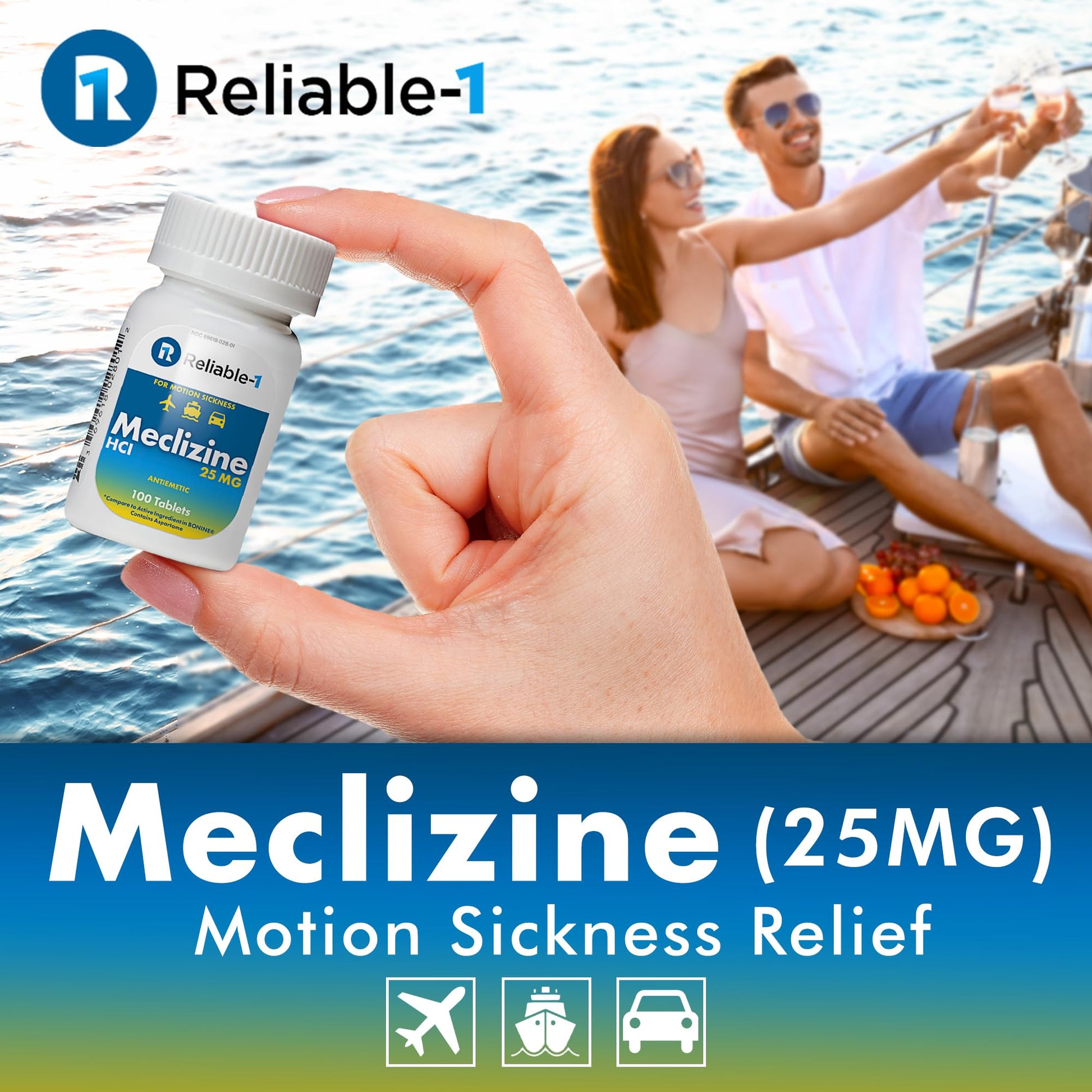 Reliable-1 Laboratories Meclizine HCL 25mg 100 Tablets (1 Bottle) - dailyvitalstore