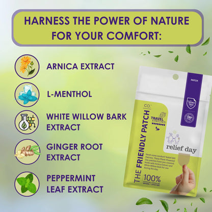 Relief Day Patch - Arnica, White Willow Bark, Saffron & Peppermint for Soreness and discomfort for Women and Men - dailyvitalstore