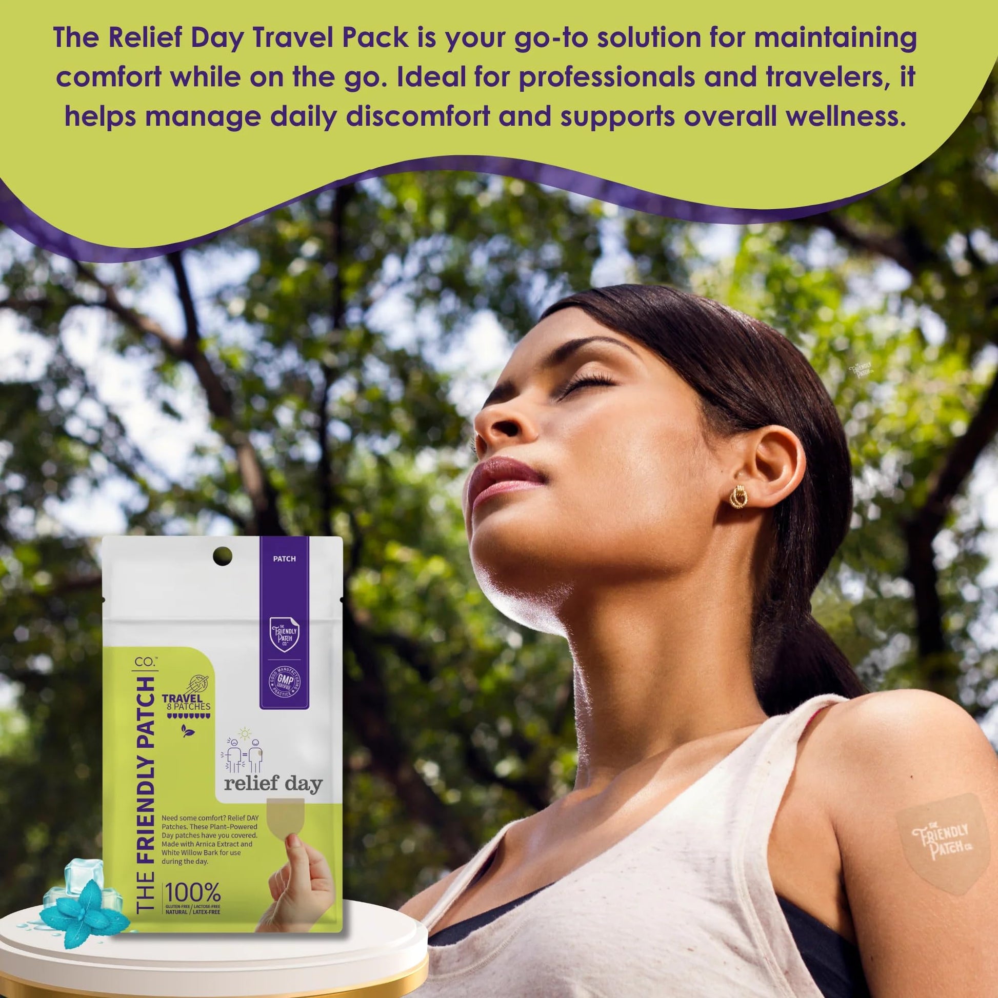 Relief Day Patch - Arnica, White Willow Bark, Saffron & Peppermint for Soreness and discomfort for Women and Men - dailyvitalstore