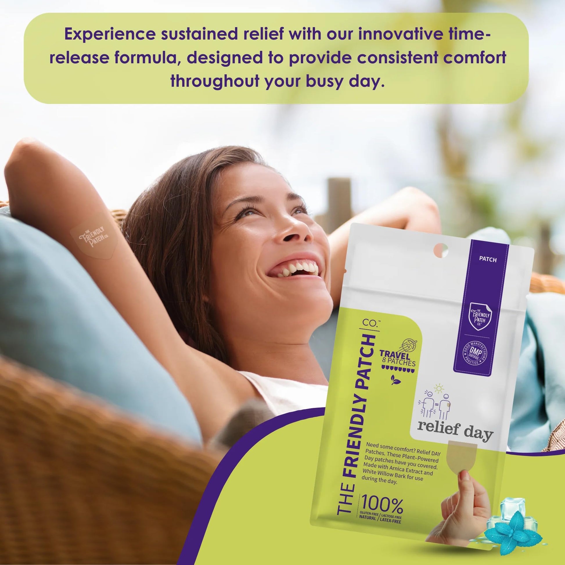 Relief Day Patch - Arnica, White Willow Bark, Saffron & Peppermint for Soreness and discomfort for Women and Men - dailyvitalstore