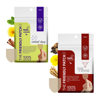Relief Day & Rise & Shine Patch Bundle - Arnica, White Willow Bark, Tongkat Ali, Horny Goat Weed, Saffron & Peppermint for Soreness, Strength, and Performance Support - 16 Plant-Powered Patches for Me - dailyvitalstore
