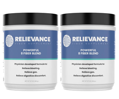 Relievance Fiber Supplement Two-Pack, Clean Formula - Bloating & Gas Relief Fiber Supplement – 8-Fiber Blend for Digestive Health, Doctor Developed, - dailyvitalstore