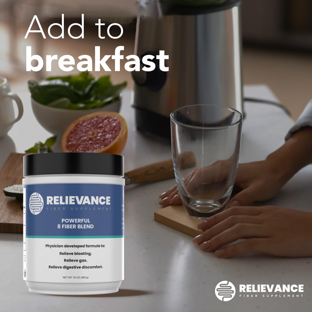 Relievance Fiber Supplement Two-Pack, Clean Formula - Bloating & Gas Relief Fiber Supplement – 8-Fiber Blend for Digestive Health, Doctor Developed, - dailyvitalstore