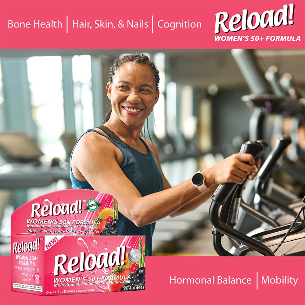 Reload! Women’s 50+ Multivitamin, Multimineral & Antioxidant – with Resveratrol, Acai, Lutein, Cranberry, Pomegranate & 25 Fruits & Vegetables – Once Daily Tablets – 30 Count - dailyvitalstore