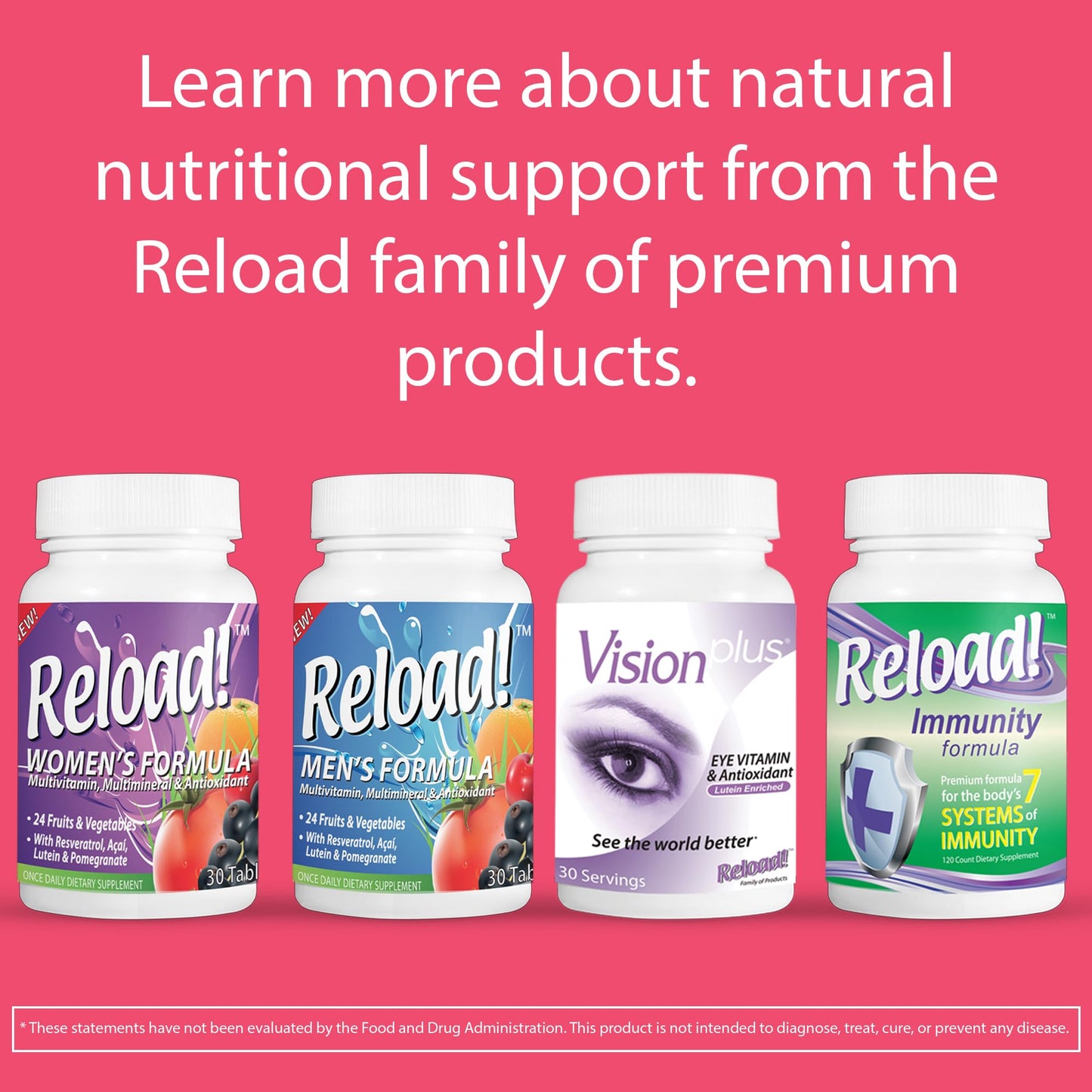 Reload! Women’s 50+ Multivitamin, Multimineral & Antioxidant – with Resveratrol, Acai, Lutein, Cranberry, Pomegranate & 25 Fruits & Vegetables – Once Daily Tablets – 30 Count - dailyvitalstore