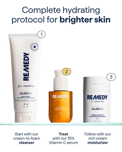 Remedy for Daily Defense | 15% Vitamin C Complex Brightening Serum | Stabilized Vitamin C with Next-Gen Antioxidants, Ferulic Acid, Ectoin - dailyvitalstore