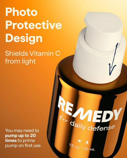 Remedy for Daily Defense | 15% Vitamin C Complex Brightening Serum | Stabilized Vitamin C with Next-Gen Antioxidants, Ferulic Acid, Ectoin - dailyvitalstore