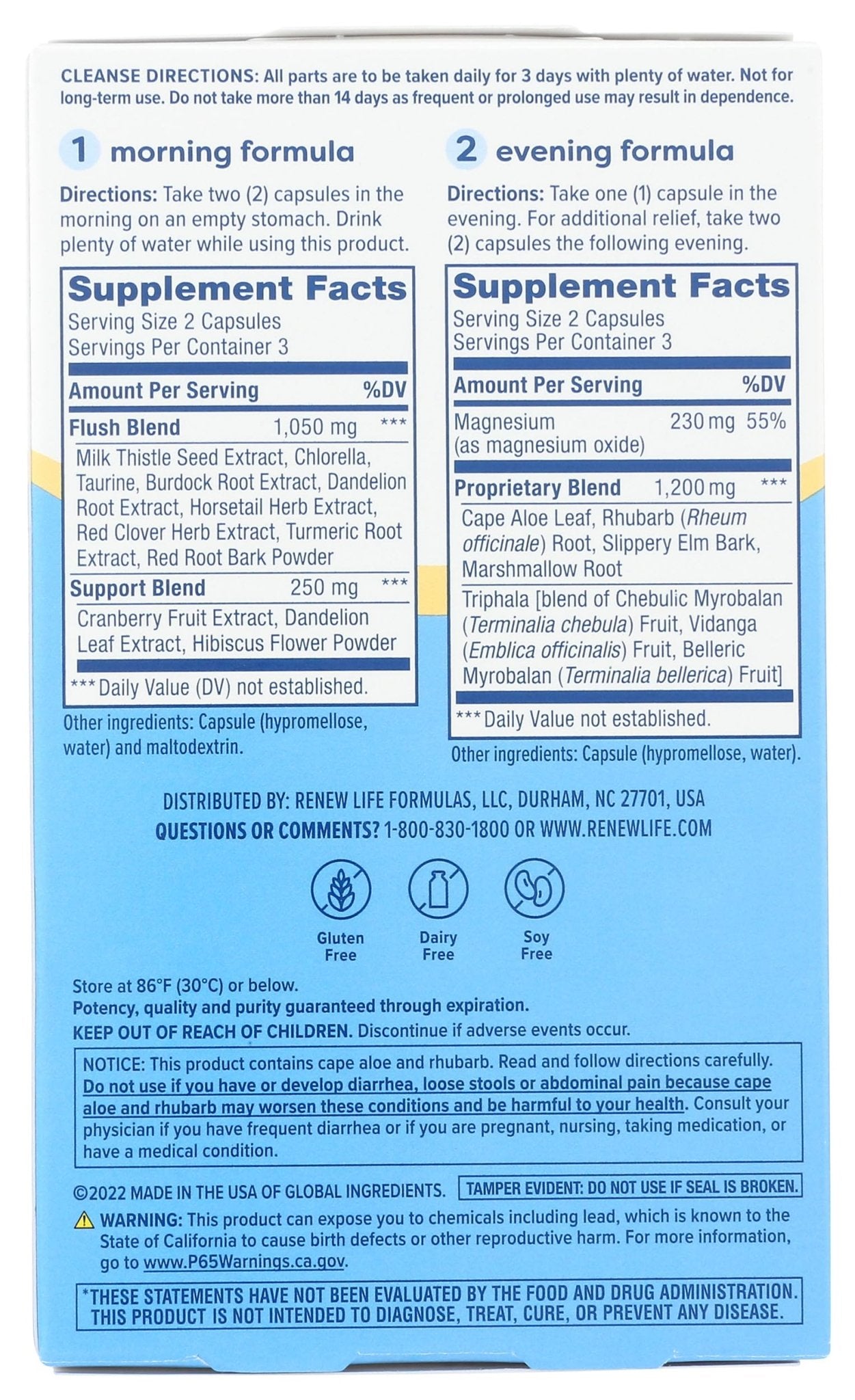 Renew Life 3-Day Cleanse Total Body Reset 2-Part Detox Cleanse Capsules, Digestive Wellness and Regularity, Herbal Blend with Magnesium and Cranberry, - dailyvitalstore