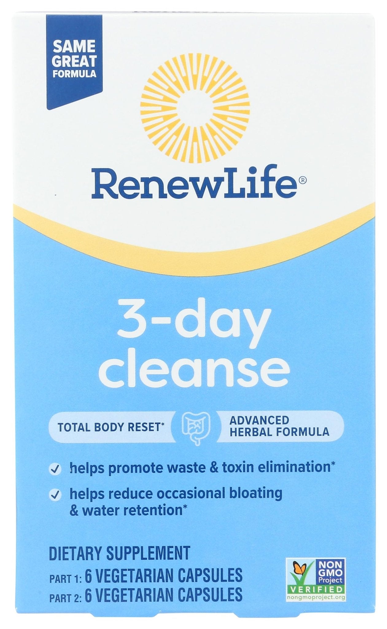 Renew Life 3-Day Cleanse Total Body Reset 2-Part Detox Cleanse Capsules, Digestive Wellness and Regularity, Herbal Blend with Magnesium and Cranberry, - dailyvitalstore
