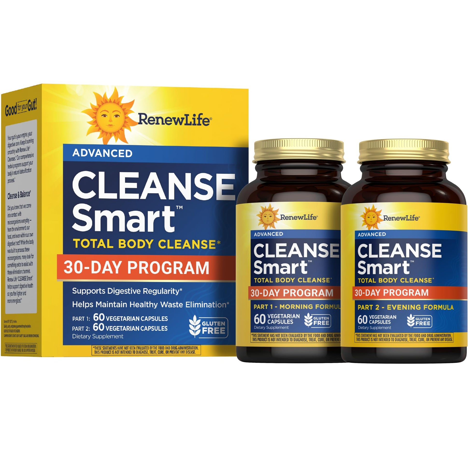 Renew Life Cleanse Smart Advanced Total Body Program, 2-Part Detox Cleanse Promotes Digestive Regularity and Supports Waste Elimination, Herbal Blend - dailyvitalstore