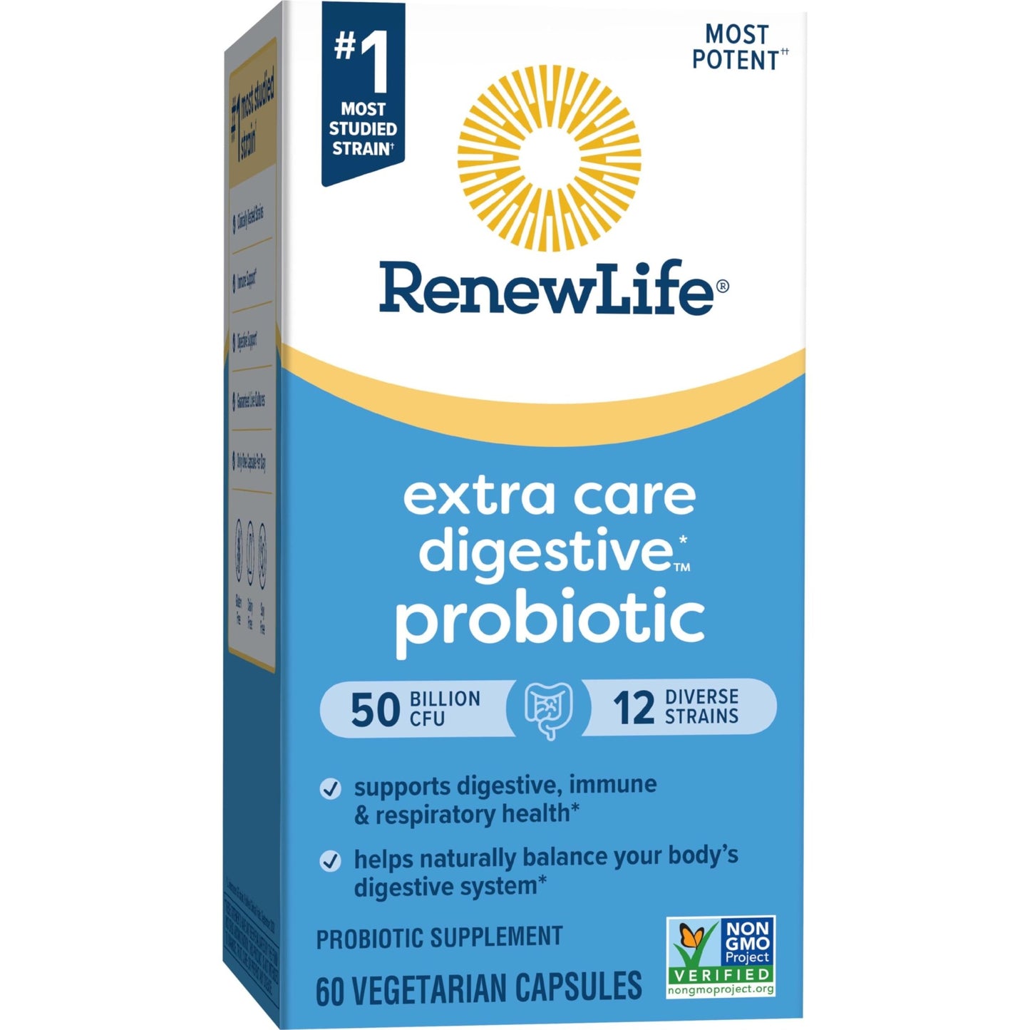 Renew Life Extra Care Digestive Probiotic Capsules, 50 Billion CFU Guaranteed, Daily Supplement Supports Immune, Digestive, Respiratory Health(1), L. Rhamnosus GG - dailyvitalstore
