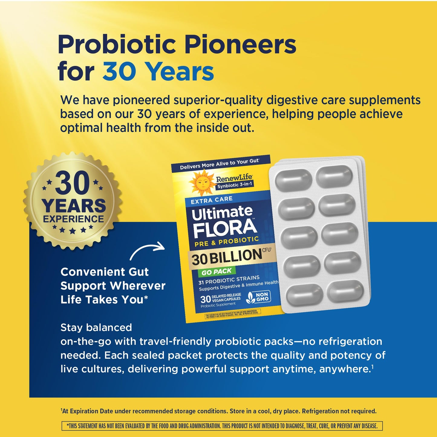 Renew Life Extra Care Go-Pack Probiotic Capsules, Daily Supplement Supports Immune, Digestive and Respiratory Health, L. Rhamnosus GG, - dailyvitalstore
