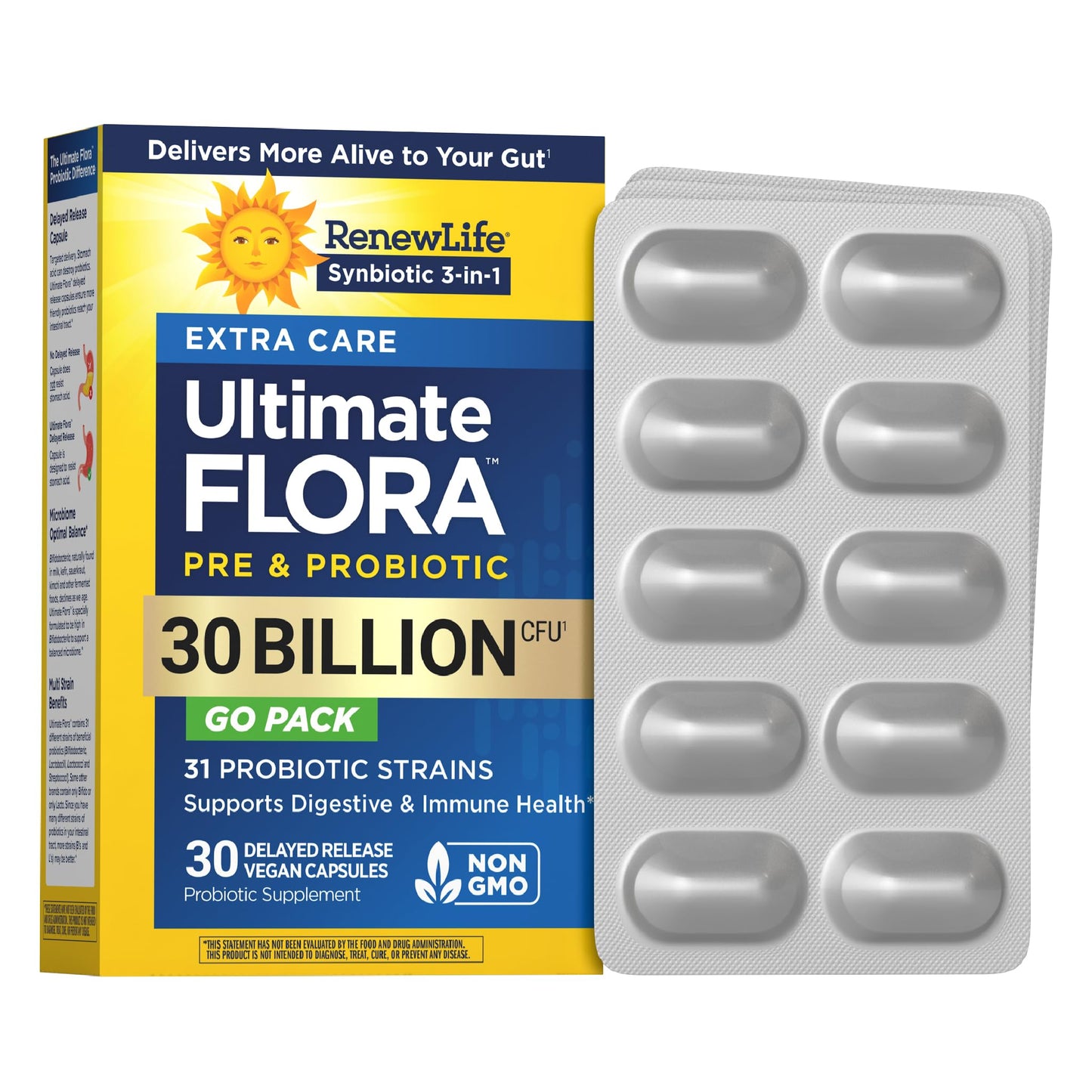 Renew Life Extra Care Go-Pack Probiotic Capsules, Daily Supplement Supports Immune, Digestive and Respiratory Health, L. Rhamnosus GG, - dailyvitalstore
