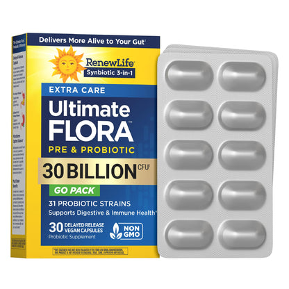 Renew Life Extra Care Go-Pack Probiotic Capsules, Daily Supplement Supports Immune, Digestive and Respiratory Health, L. Rhamnosus GG, - dailyvitalstore