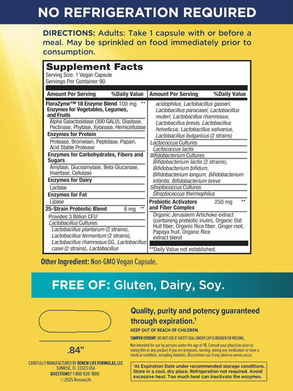 Renew Life Florazyme Digestive Enzymes with Probiotics | Doctor Formulated | Helps Occasional Gas, Bloating & Discomfort | Digestive & Immune Health - dailyvitalstore