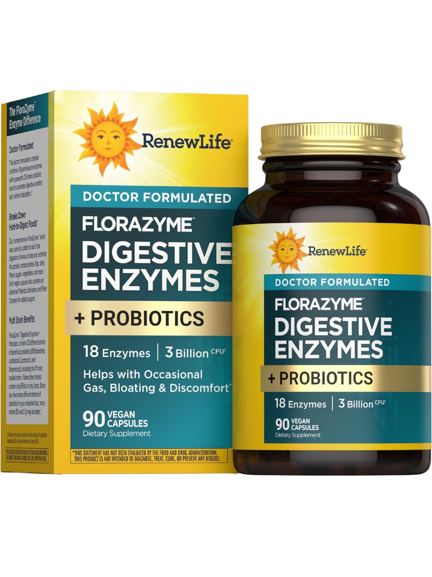 Renew Life Florazyme Digestive Enzymes with Probiotics | Doctor Formulated | Helps Occasional Gas, Bloating & Discomfort | Digestive & Immune Health - dailyvitalstore