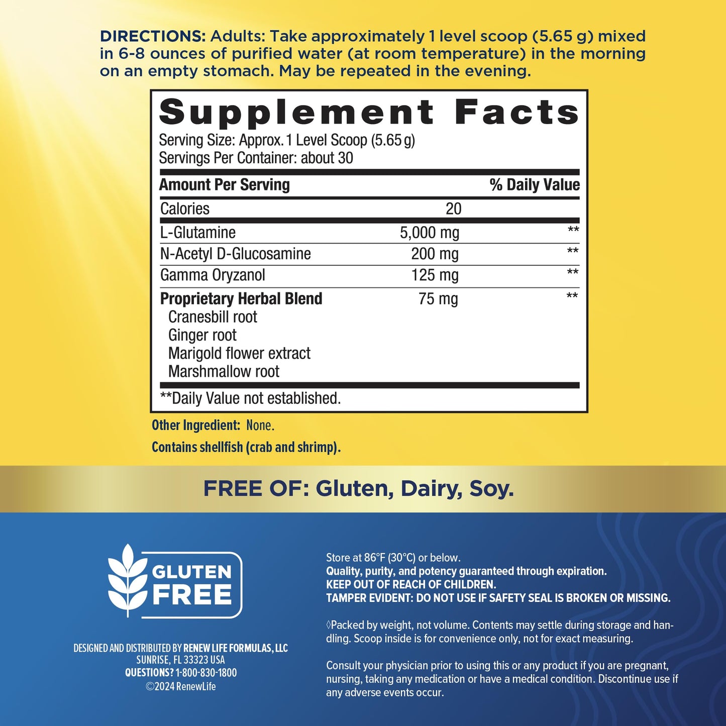 Renew Life IntestiNew Intestinal Lining Support Formula, Powder Supplement Supports Digestive Health, L-Glutamine - dailyvitalstore