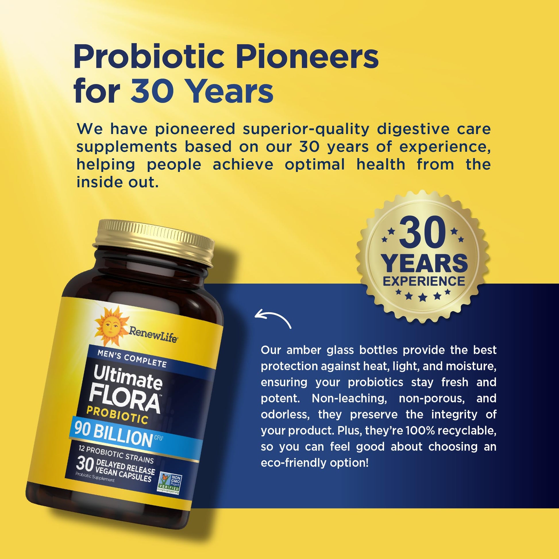 Renew Life Men's Care Probiotic Capsules, Supports Mens Digestive, Colon, Immune and Respiratory Health, L. Rhamnosus GG, Dairy, Soy and gluten-free, 90 Billion CFU, 30 Count - dailyvitalstore
