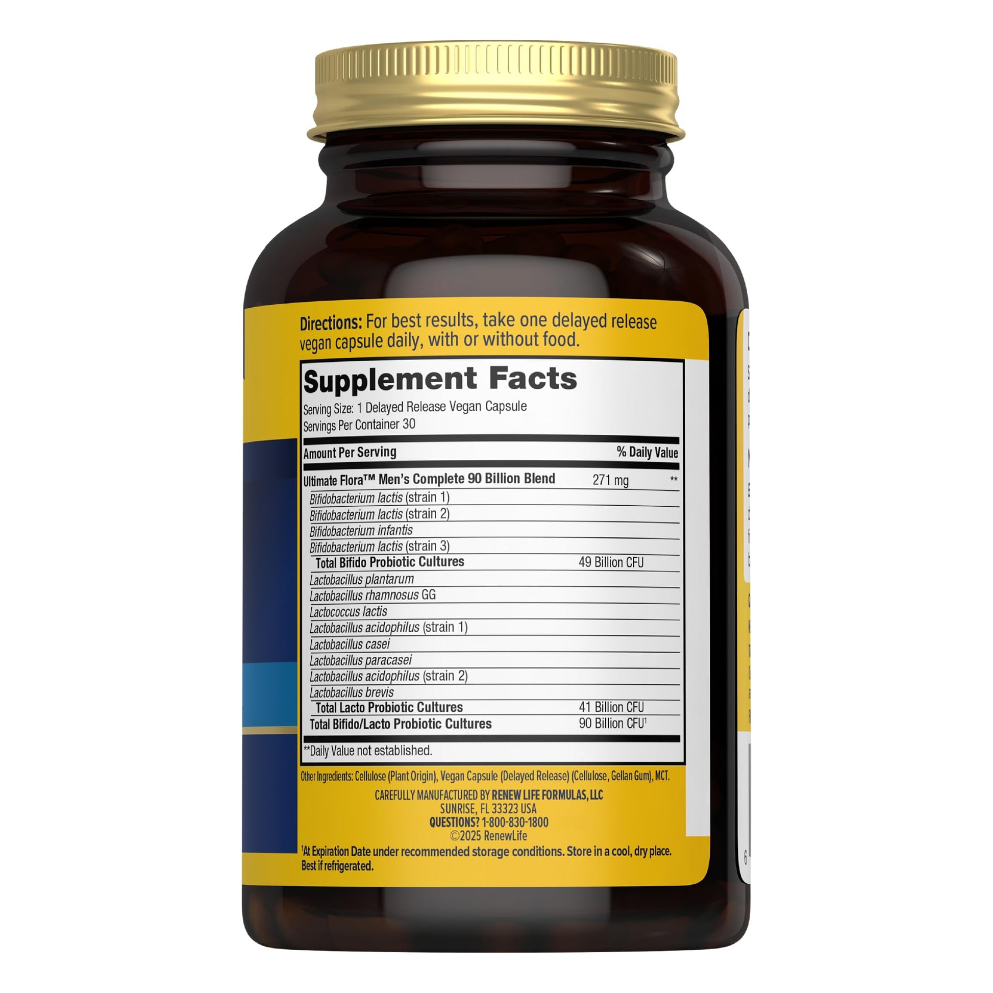 Renew Life Men's Care Probiotic Capsules, Supports Mens Digestive, Colon, Immune and Respiratory Health, L. Rhamnosus GG, Dairy, Soy and gluten-free, 90 Billion CFU, 30 Count - dailyvitalstore