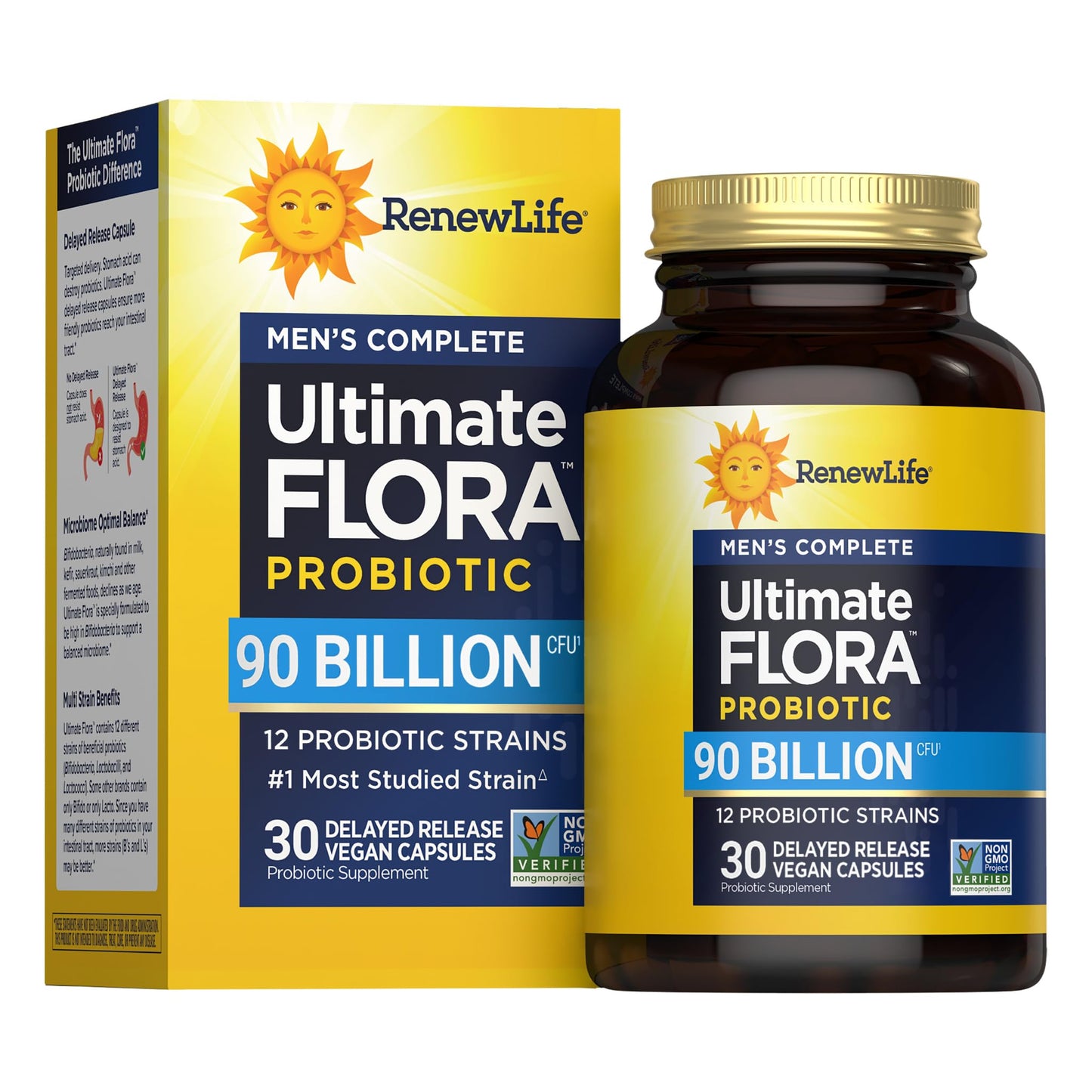 Renew Life Men's Care Probiotic Capsules, Supports Mens Digestive, Colon, Immune and Respiratory Health, L. Rhamnosus GG, Dairy, Soy and gluten-free, 90 Billion CFU, 30 Count - dailyvitalstore
