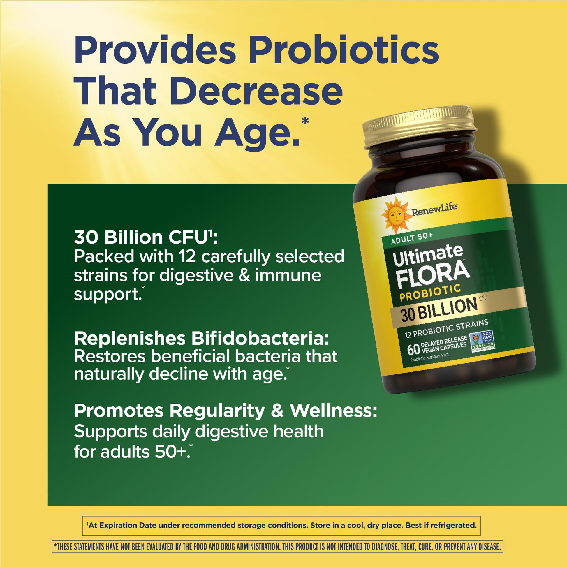 Renew Life Probiotic Adult 50 Plus Probiotic Capsules, Daily Supplement Supports Urinary, Digestive and Immune Health, L. Rhamnosus GG, Dairy - dailyvitalstore