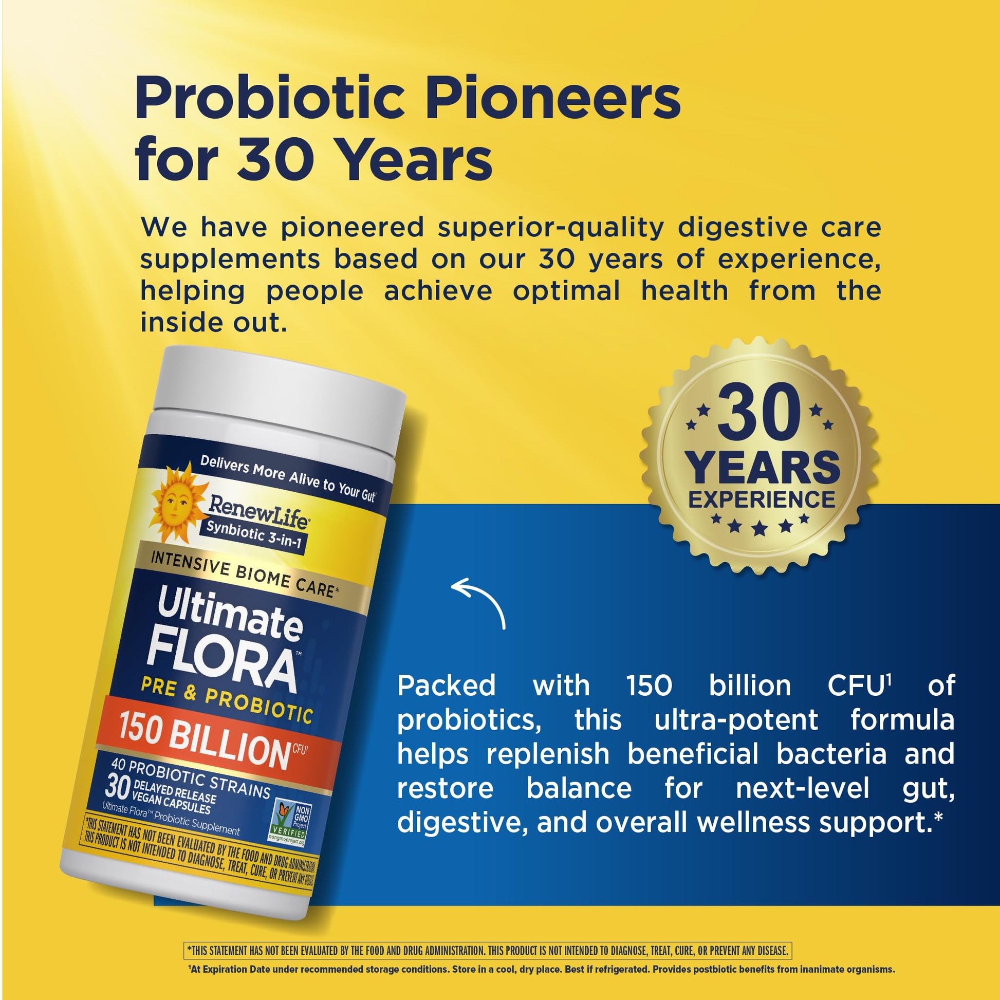 Renew Life Ultimate Flora Adult Ultimate Care Probiotic, 150 Billion, 30 Caps (Package May Vary) - dailyvitalstore