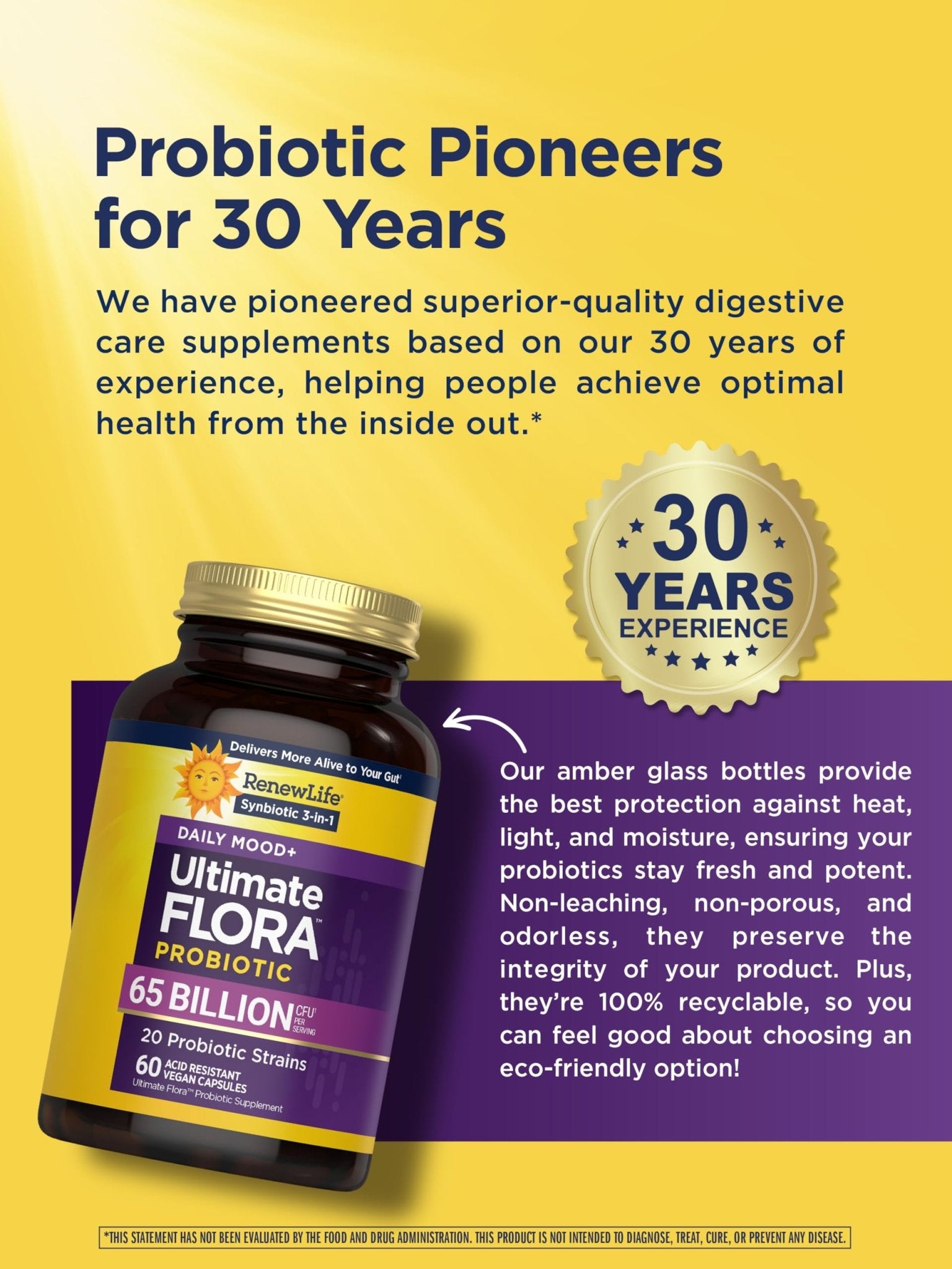 Renew Life Ultimate Flora Probiotics Daily Mood Support 65 Billion CFU Delayed Release Vegan Capsules with Ashwagandha | Digestive Health - dailyvitalstore