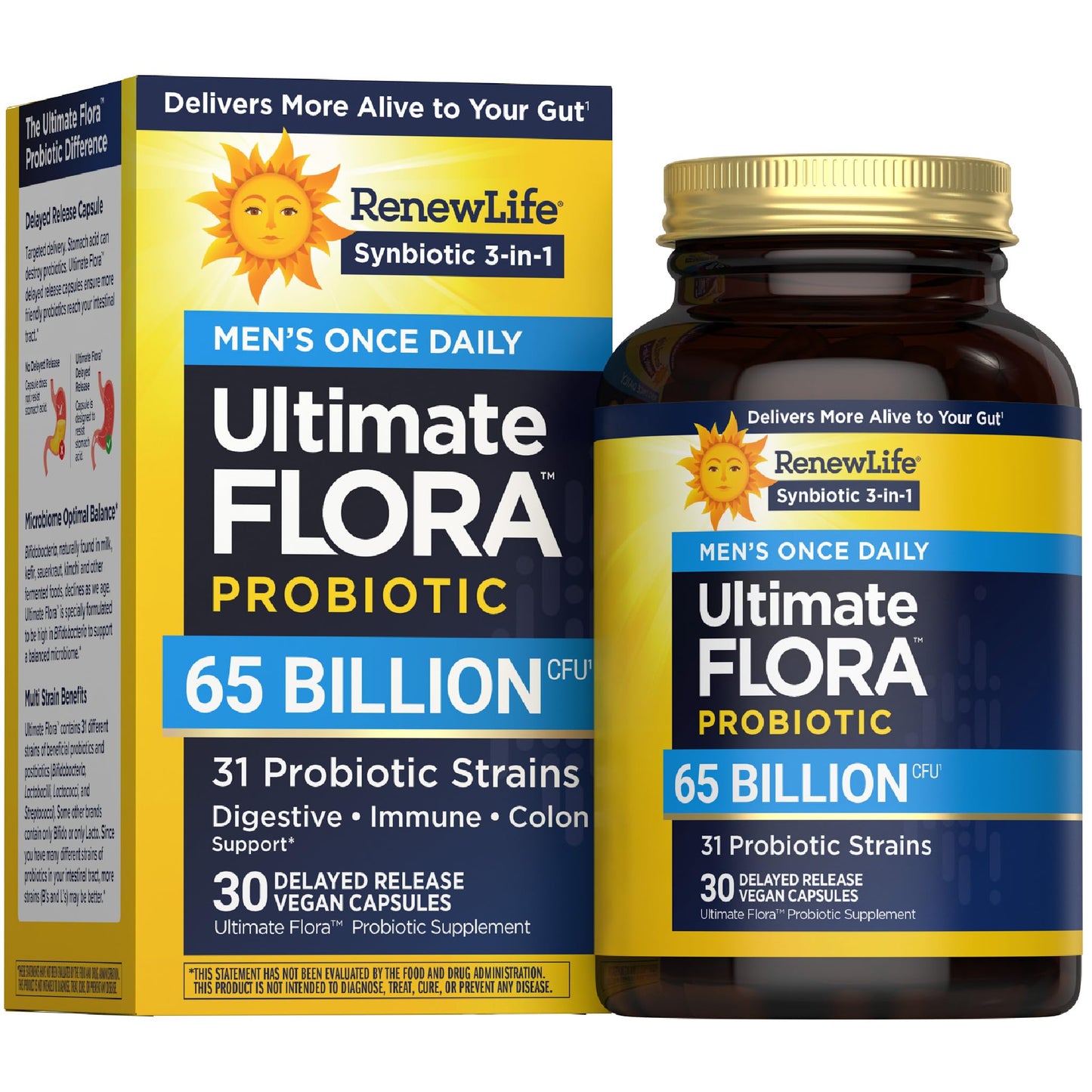 Renew Life Ultimate Flora Probiotics for Men 65 Billion CFU Delayed Release Vegan Capsules | Digestive Health | Immune Health | Dairy Free | 30 Count - dailyvitalstore
