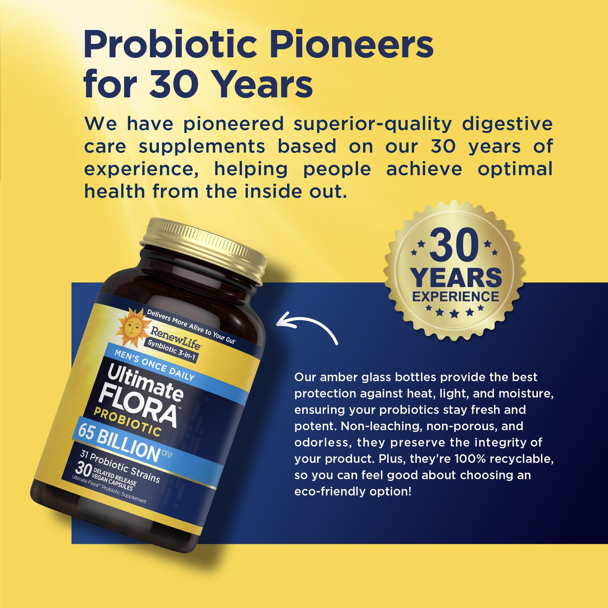 Renew Life Ultimate Flora Probiotics for Men 65 Billion CFU Delayed Release Vegan Capsules | Digestive Health | Immune Health | Dairy Free | 30 Count - dailyvitalstore