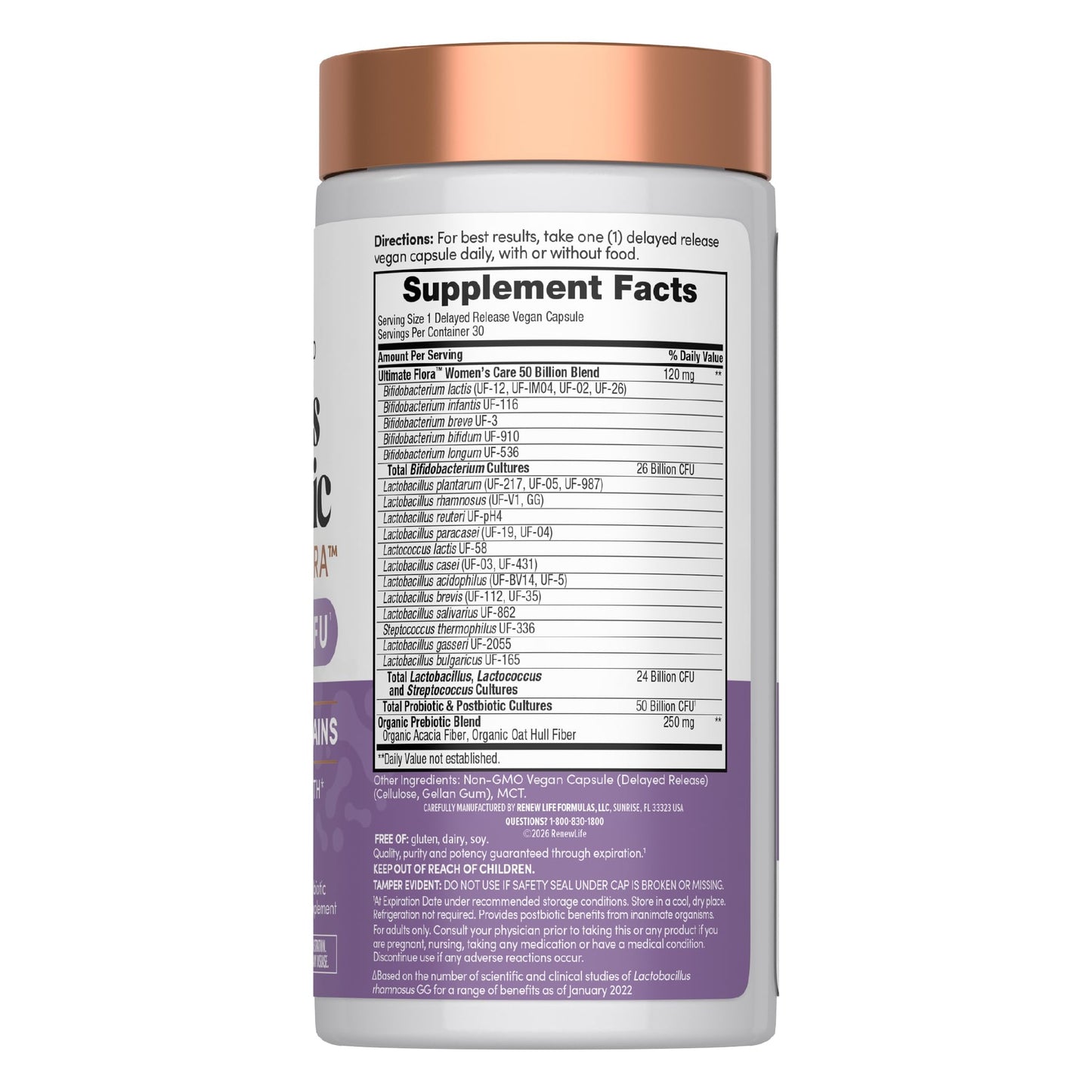 Renew Life Ultimate Flora Probiotics for Women | 50 Billion CFU | 30 Delayed Release Vegan Capsules | Digestive & Vaginal Health | Dairy, Soy and Gluten Free Supplement - dailyvitalstore
