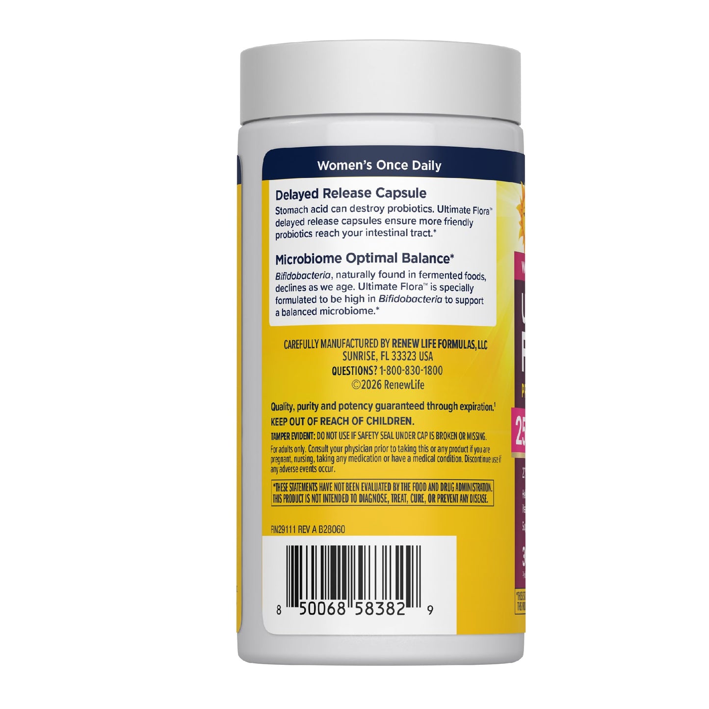 Renew Life Ultimate Flora Probiotics for Women with Prebiotics | 25 Billion CFU | 30 Delayed Release Capsules | 3 in 1 Synbiotic | Supports Digestive and Immune Health | Dairy, Soy and Gluten-Free - dailyvitalstore