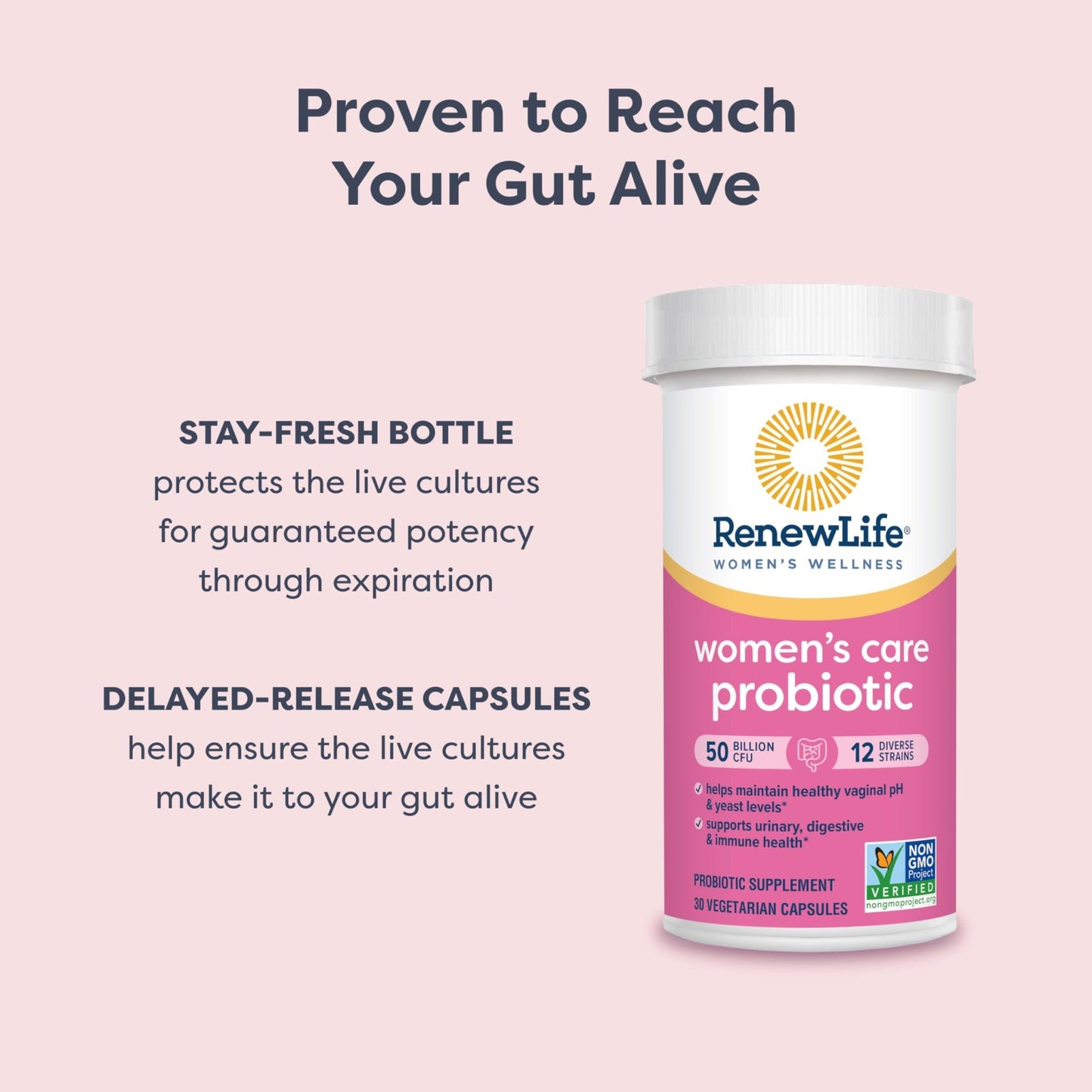 Renew Life Women's Probiotic Capsules, 50 Billion CFU Guaranteed, Supports pH Balance, Vaginal, Urinary, Digestive and Immune Health(2), L. Rhamnosus GG, Dairy, Soy and Gluten-Free, 60 Count - dailyvitalstore