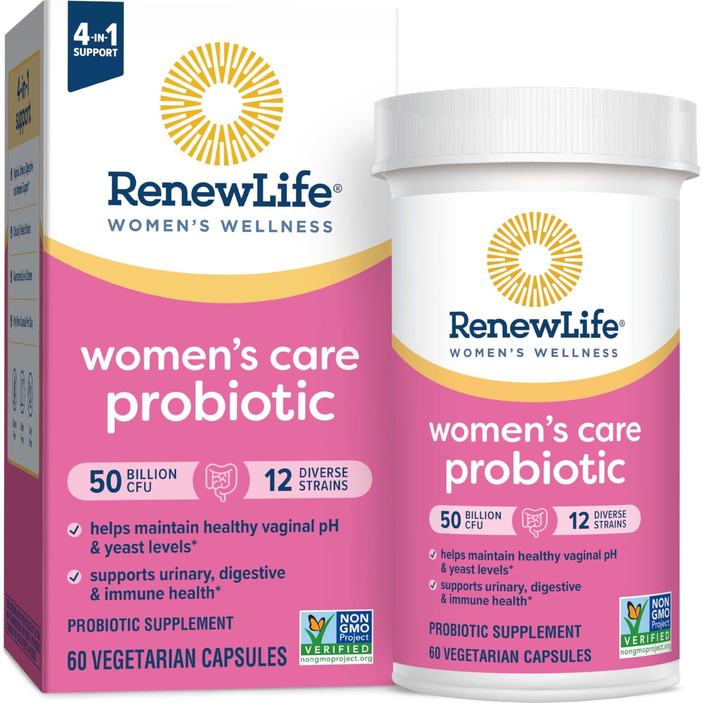 Renew Life Women's Probiotic Capsules, 50 Billion CFU Guaranteed, Supports pH Balance, Vaginal, Urinary, Digestive and Immune Health(2), L. Rhamnosus GG, Dairy, Soy and Gluten-Free, 60 Count - dailyvitalstore
