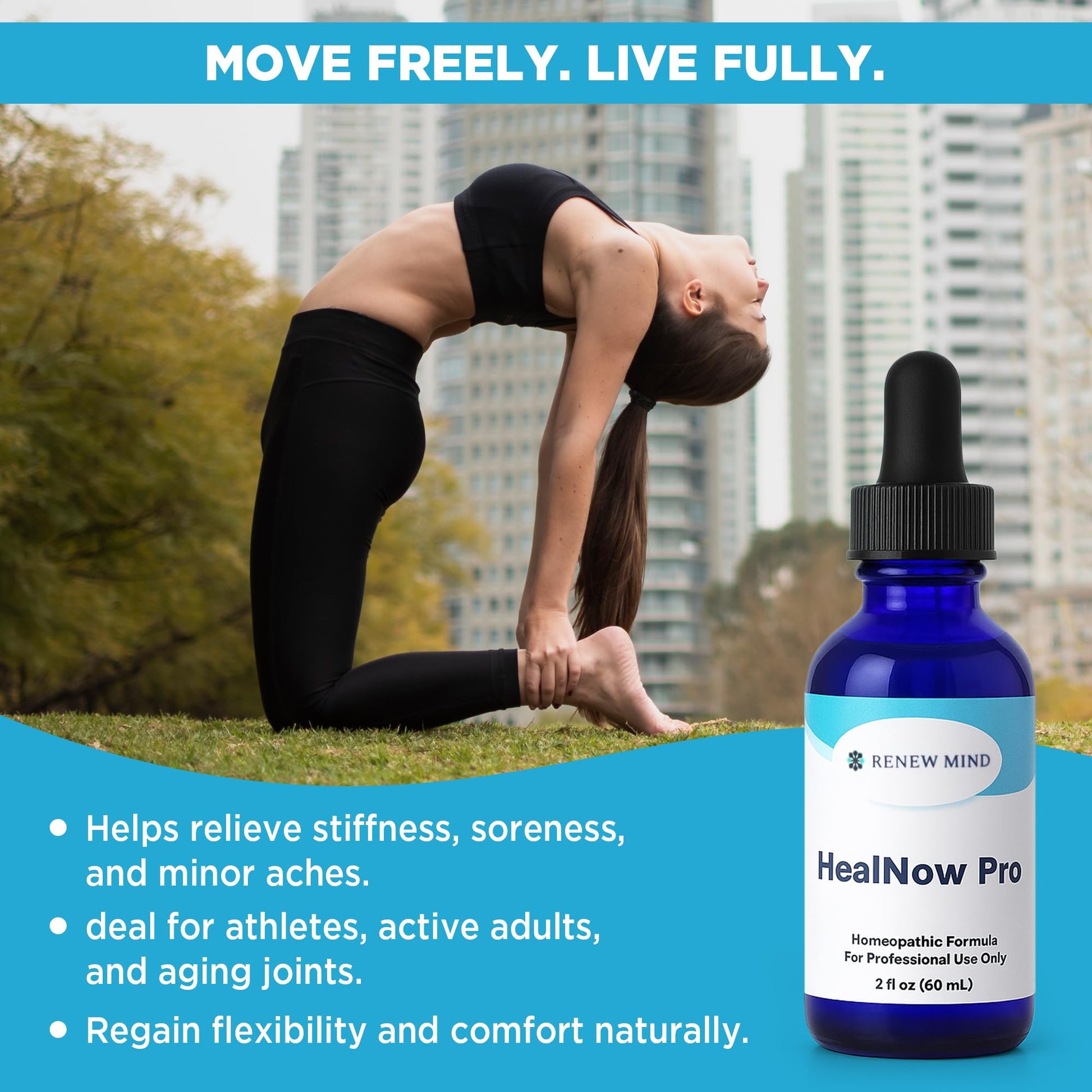 RENEW MIND HealNow Pro Homeopathic Support for Joint Pain, Muscle Aches, Arthritis Pain, and Muscle or Joint Stiffness Professional Grade Formula Promotes Comfort, Mobility & Energy - 2 fl oz - dailyvitalstore
