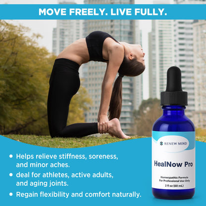 RENEW MIND HealNow Pro Homeopathic Support for Joint Pain, Muscle Aches, Arthritis Pain, and Muscle or Joint Stiffness Professional Grade Formula Promotes Comfort, Mobility & Energy - 2 fl oz - dailyvitalstore