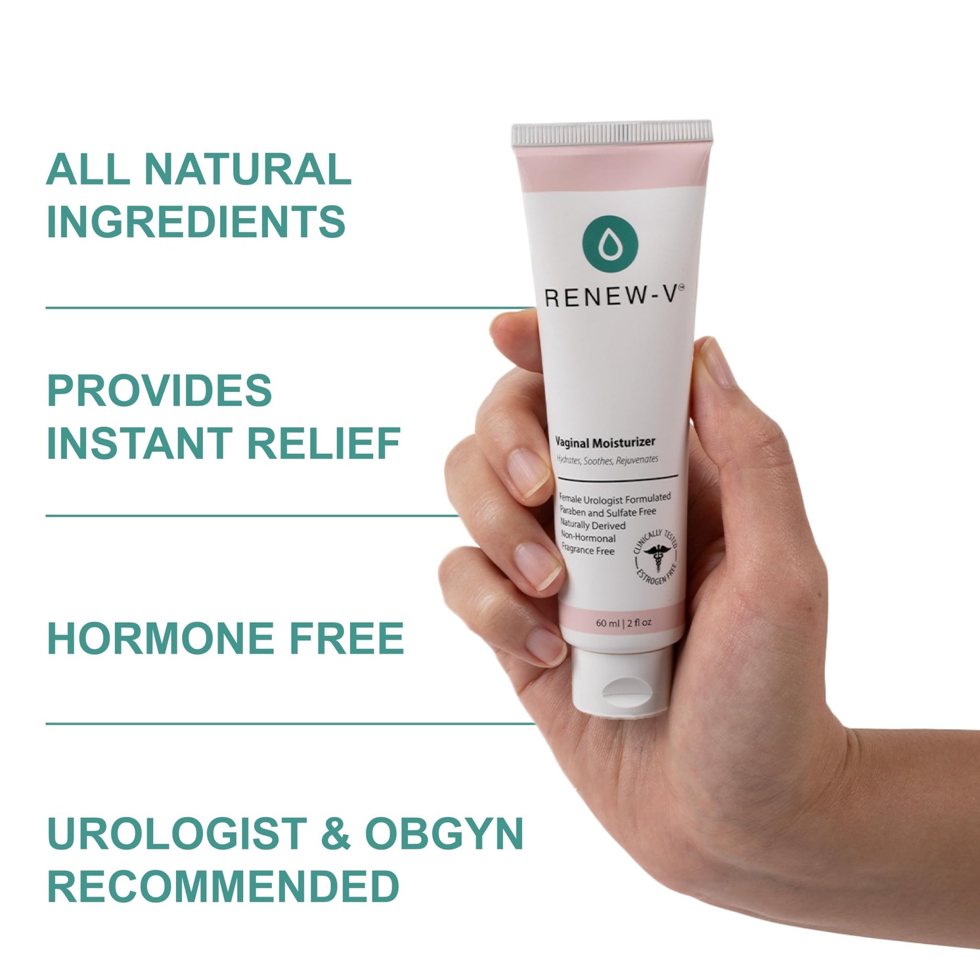 Renew-V Natural Vaginal Moisturizer For Dryness & Itching - Vulva Balm for Irritation Relief, Anti Itch & Women Menopause Support - Hormone Free, Unscented, Paraben-Free - Made in USA, 2 oz - dailyvitalstore