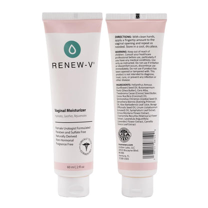 Renew-V Natural Vaginal Moisturizer For Dryness & Itching - Vulva Balm for Irritation Relief, Anti Itch & Women Menopause Support - Hormone Free, Unscented, Paraben-Free - Made in USA, 2 oz - dailyvitalstore