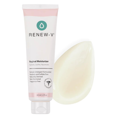 Renew-V Natural Vaginal Moisturizer For Dryness & Itching - Vulva Balm for Irritation Relief, Anti Itch & Women Menopause Support - Hormone Free, Unscented, Paraben-Free - Made in USA, 2 oz - dailyvitalstore