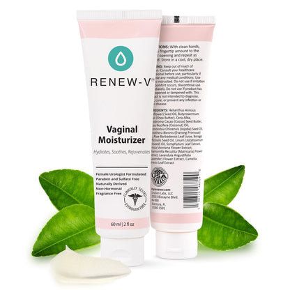 Renew-V Natural Vaginal Moisturizer For Dryness & Itching - Vulva Balm for Irritation Relief, Anti Itch & Women Menopause Support - Hormone Free, Unscented, Paraben-Free - Made in USA, 2 oz - dailyvitalstore