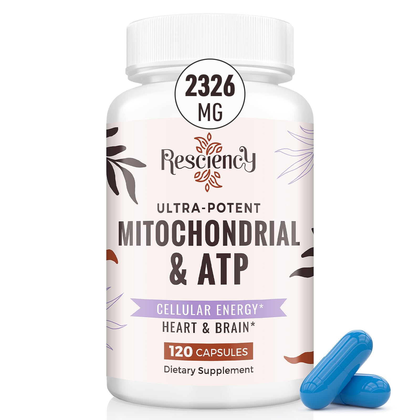 Resciency 2326 MG Mitochondrial Supplements with ATP, Vitamins, CoQ10 & PQQ, More Effective Than Creatine HMB & Nitric Oxide, Energy, Endurance, Strength, Recovery & Muscle, Organic, 120 Capsules - dailyvitalstore